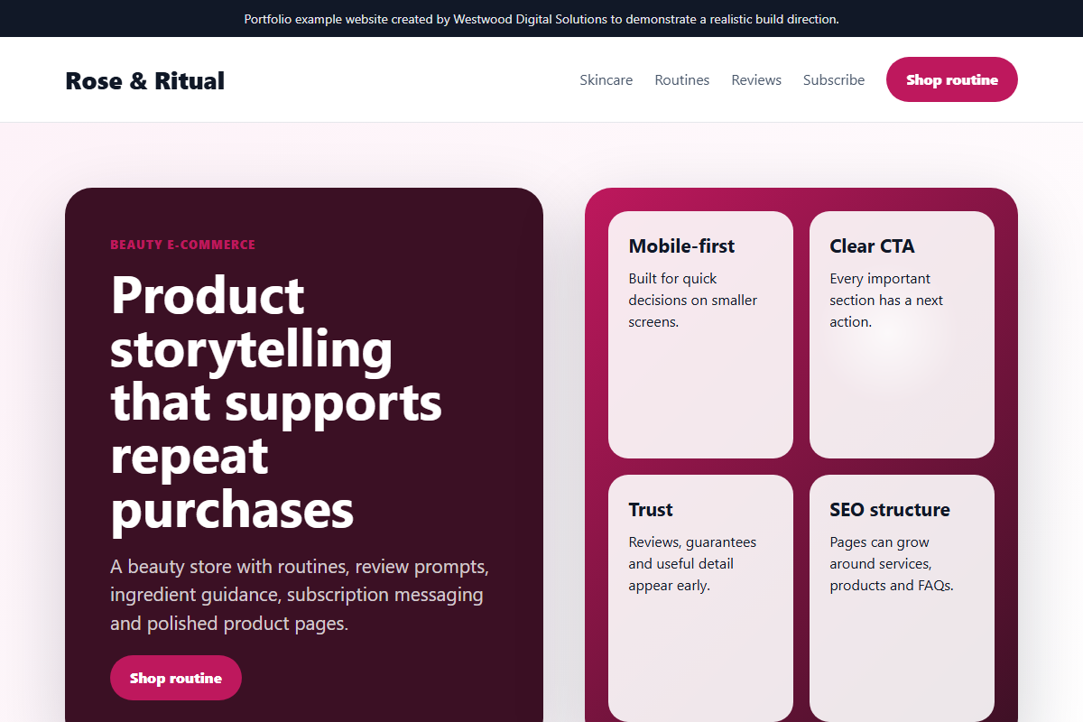 Current beauty e-commerce website work