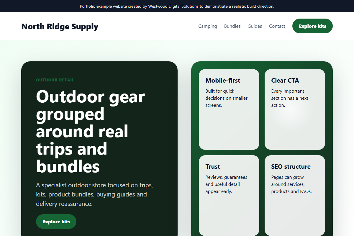 Outdoor gear e-commerce website direction